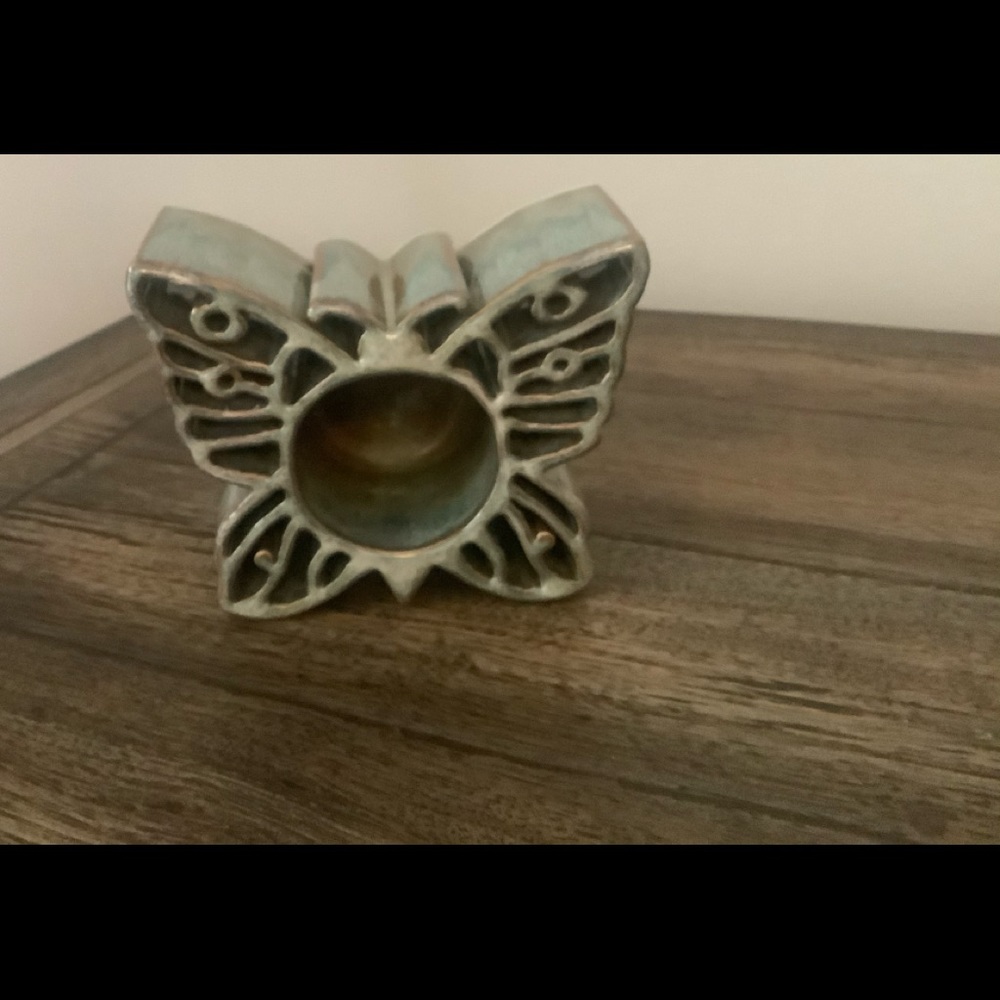 Candle Pots Butterfly Pottery Candle Holder NWT